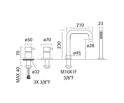 Quadro 1365 top mounted bath set - Image 3